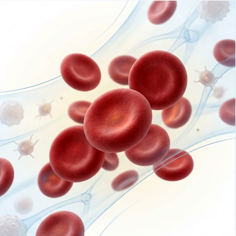 Healthy red blood cells, full and biconcave