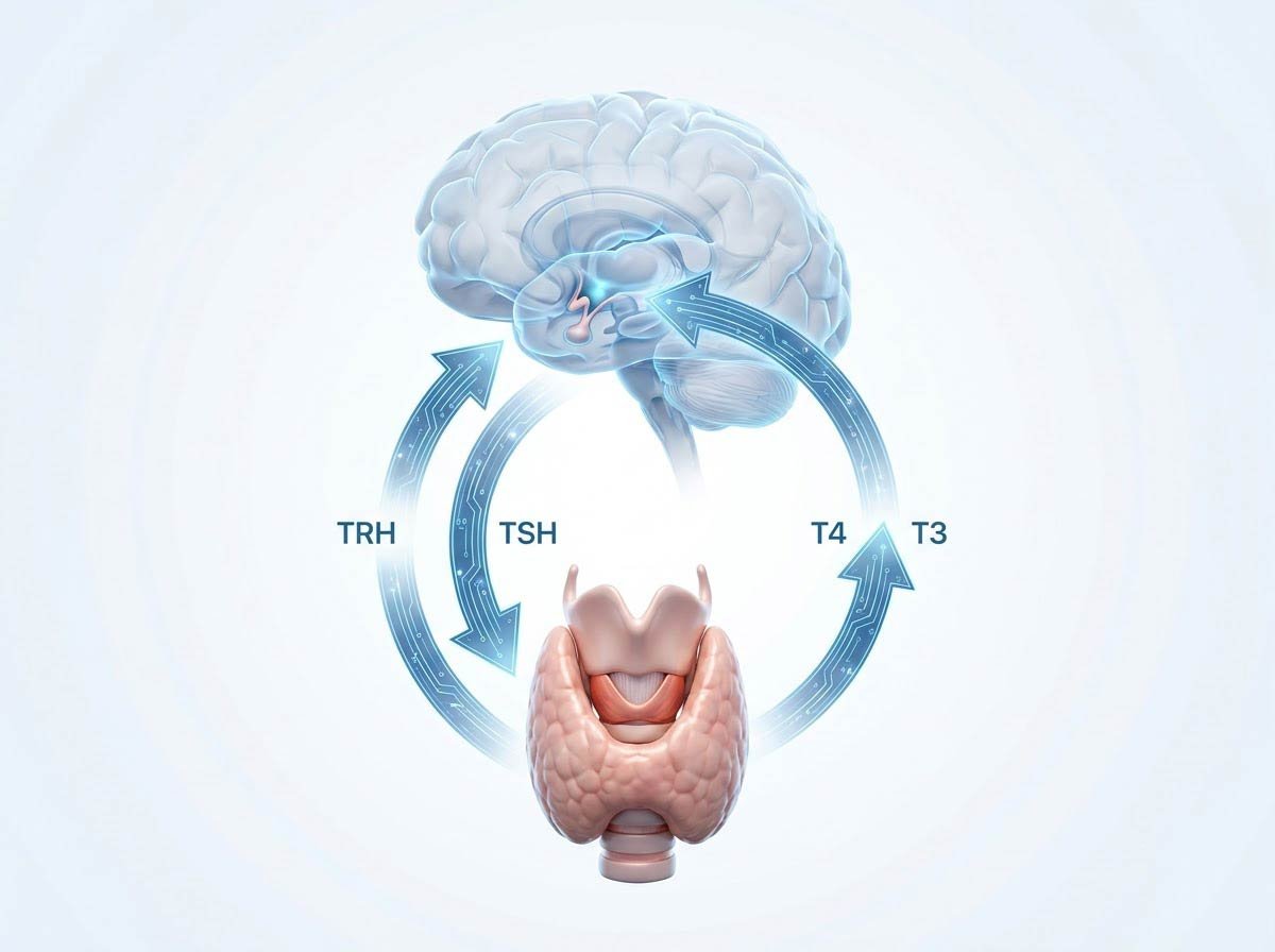 Diagram of the hypothalamus-pituitary-thyroid feedback axis