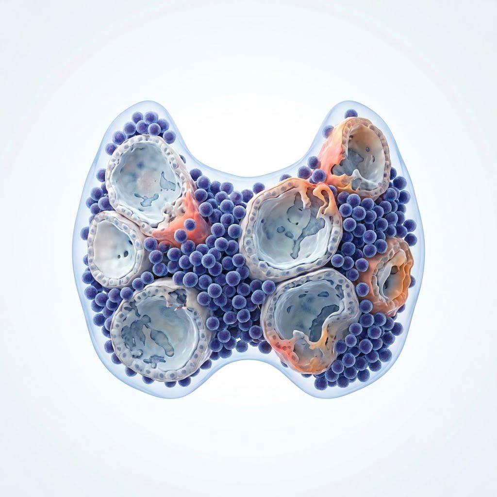 Hashimoto's thyroid infiltrated by lymphocytes