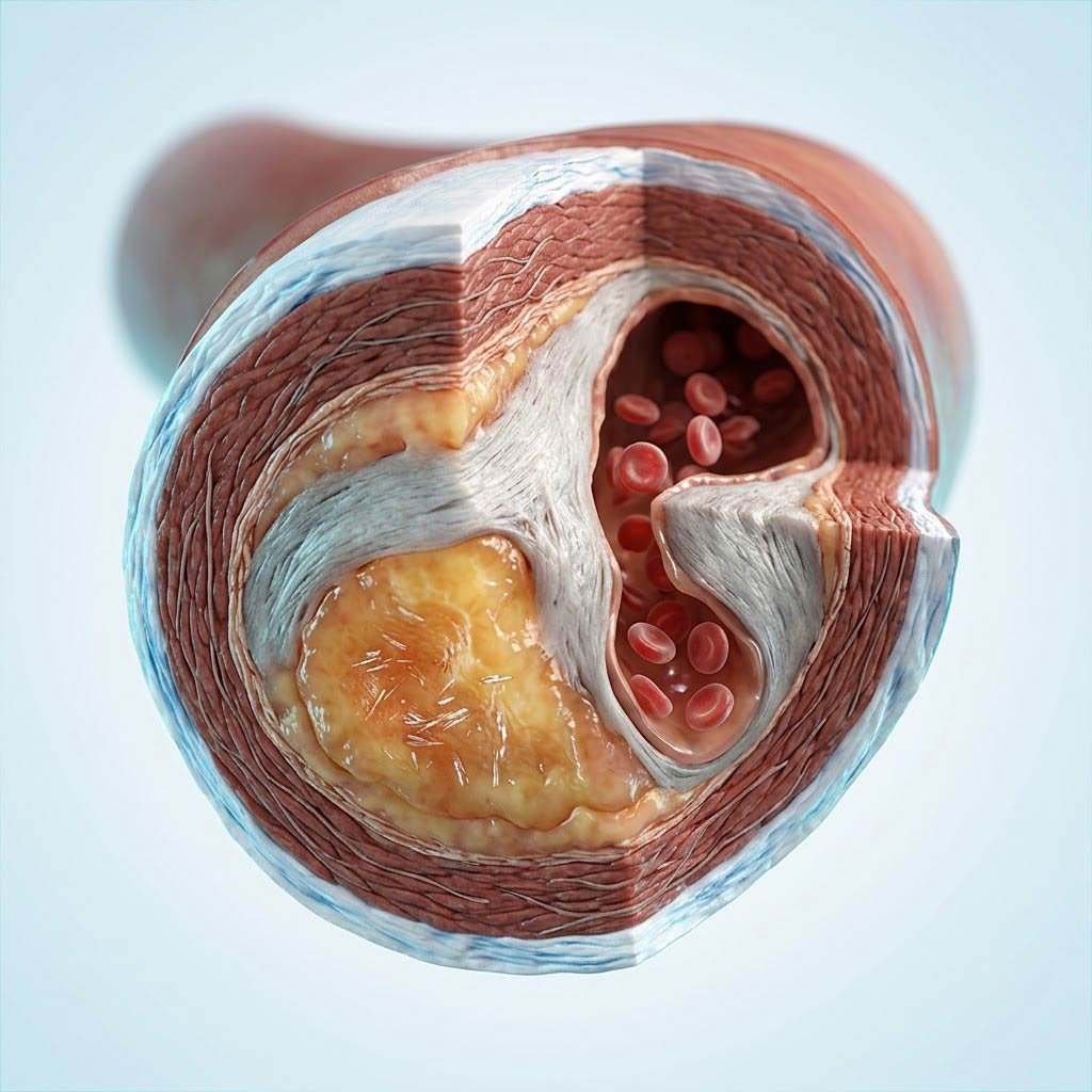 Atherosclerotic coronary artery with plaque