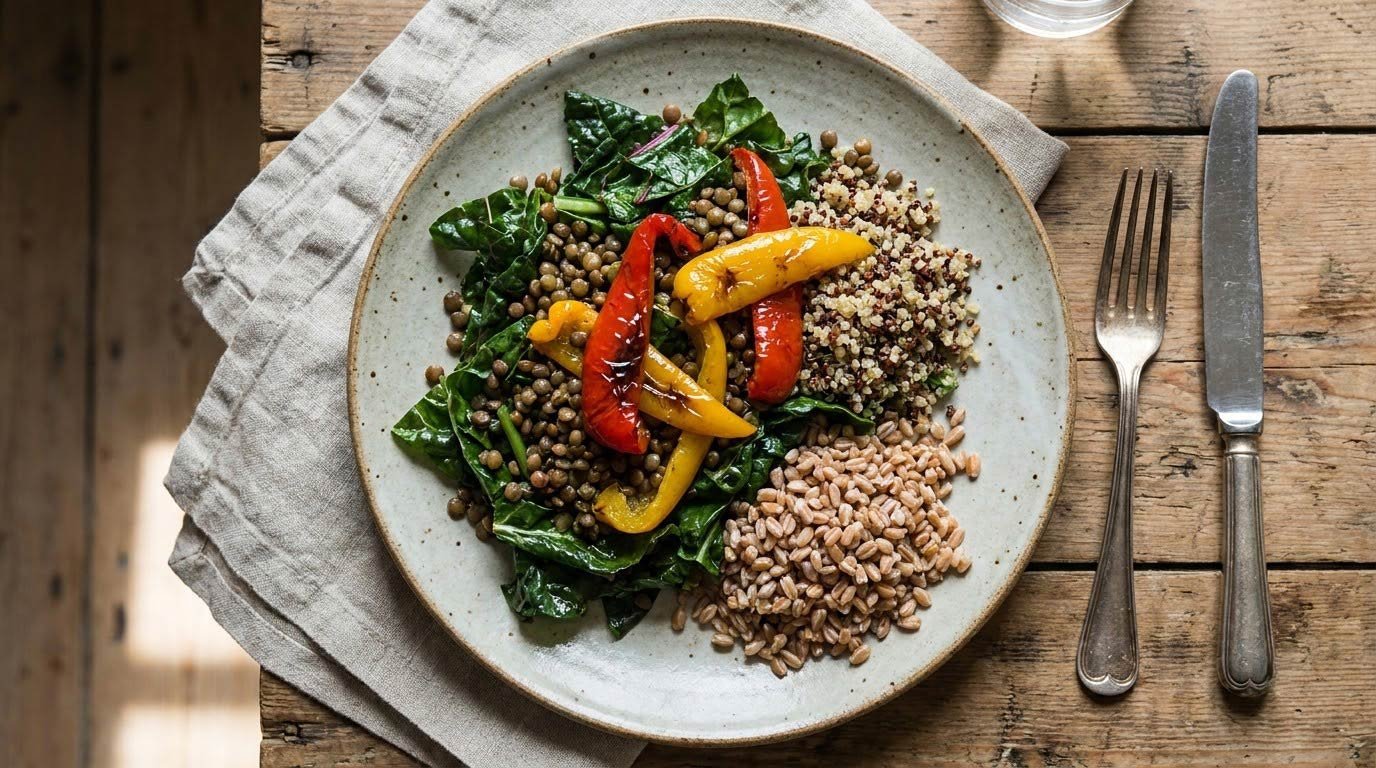 The practical plate: fiber first, pair carbs with protein, build the pattern that lasts.