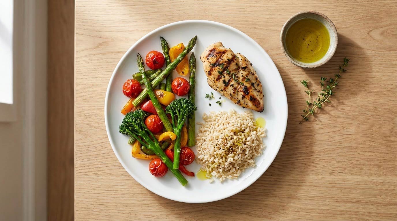 Fiber first: eating vegetables before carbs blunts the glucose spike by 30–70%.