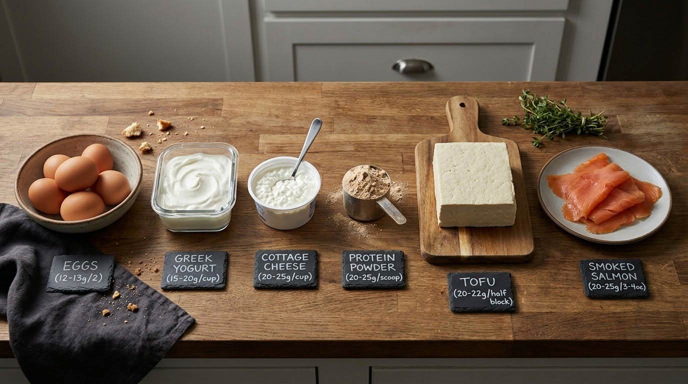 The 30g target: a practical reference for building a protein-forward first meal.