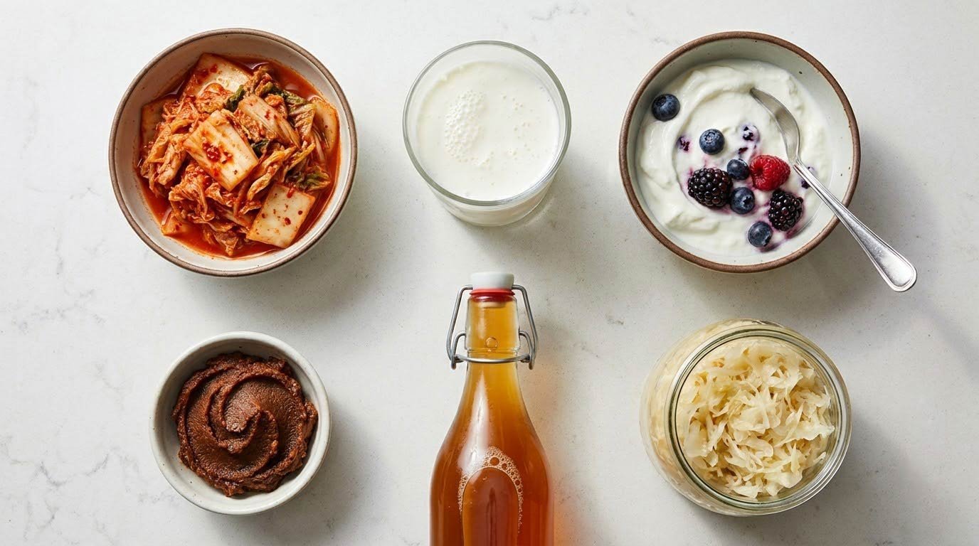 The fermented spread: kimchi, kefir, yogurt, sauerkraut — diversity was the active ingredient.