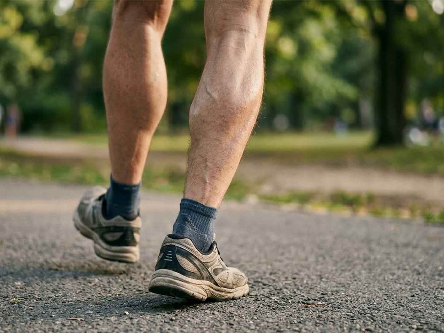 Legs mid-stride while walking
