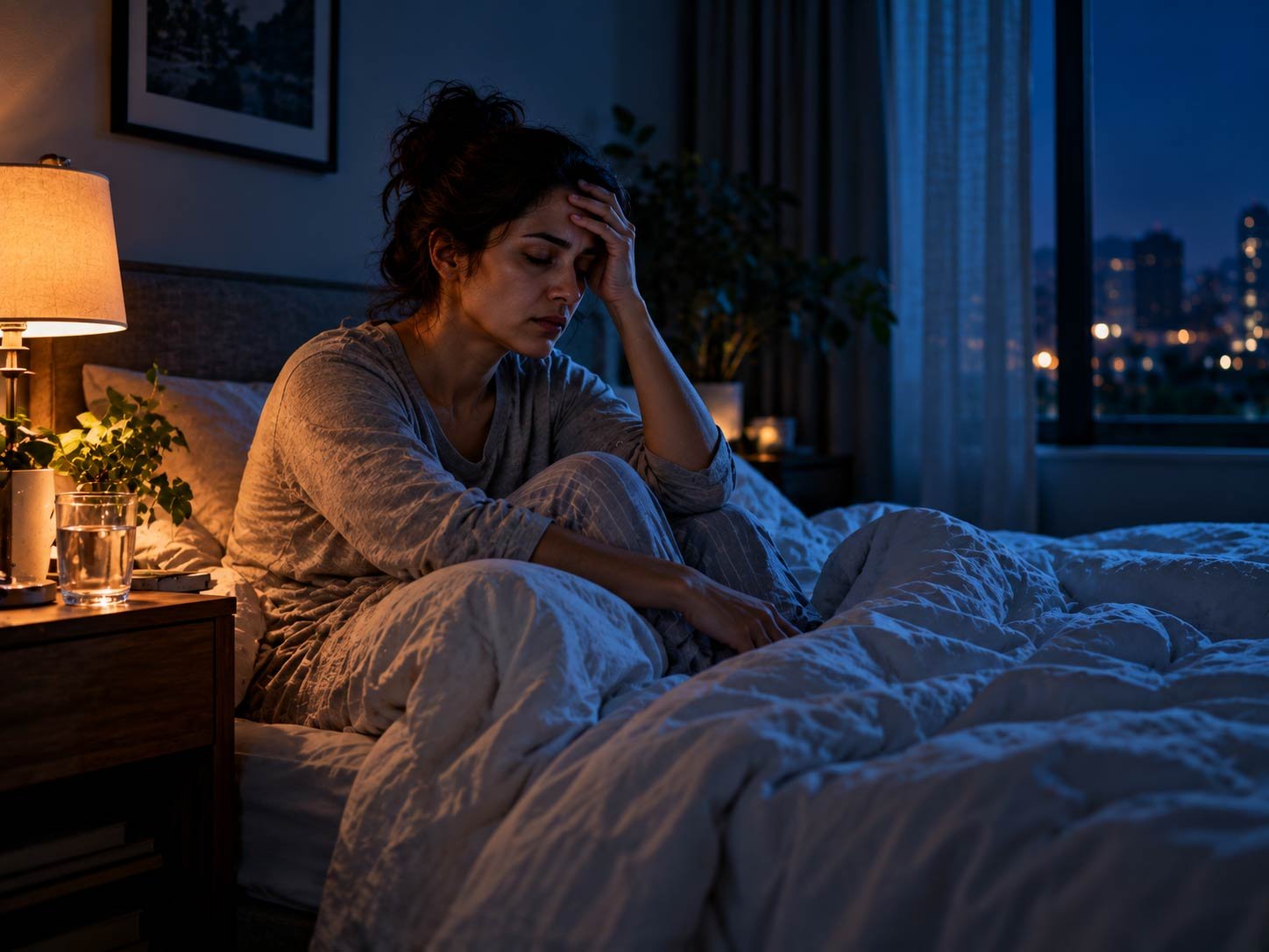 A dim, quiet bedroom at night