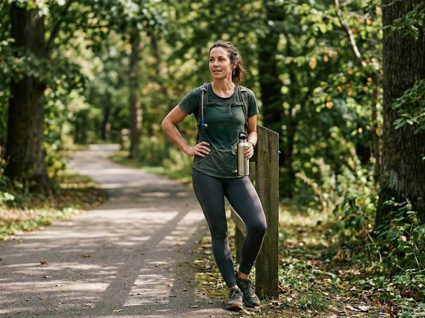 A person on a midday walk outdoors