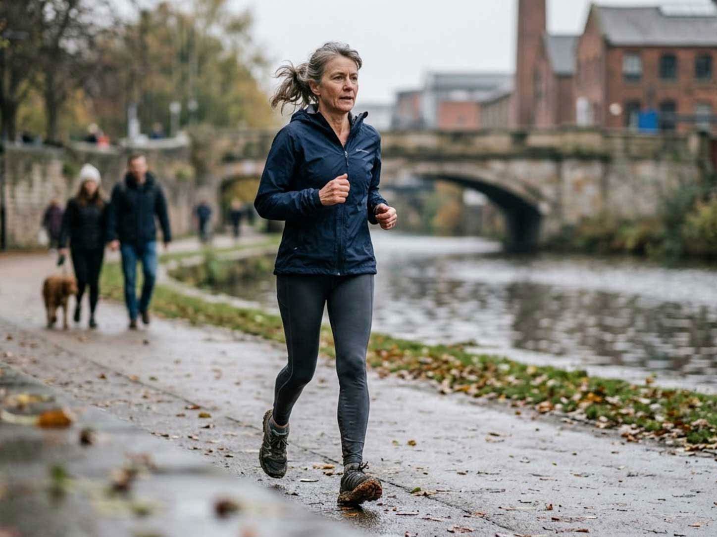 A person swimming or cycling in daylight