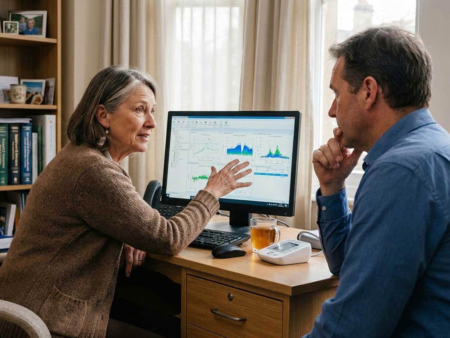 A clinician and patient mid-conversation