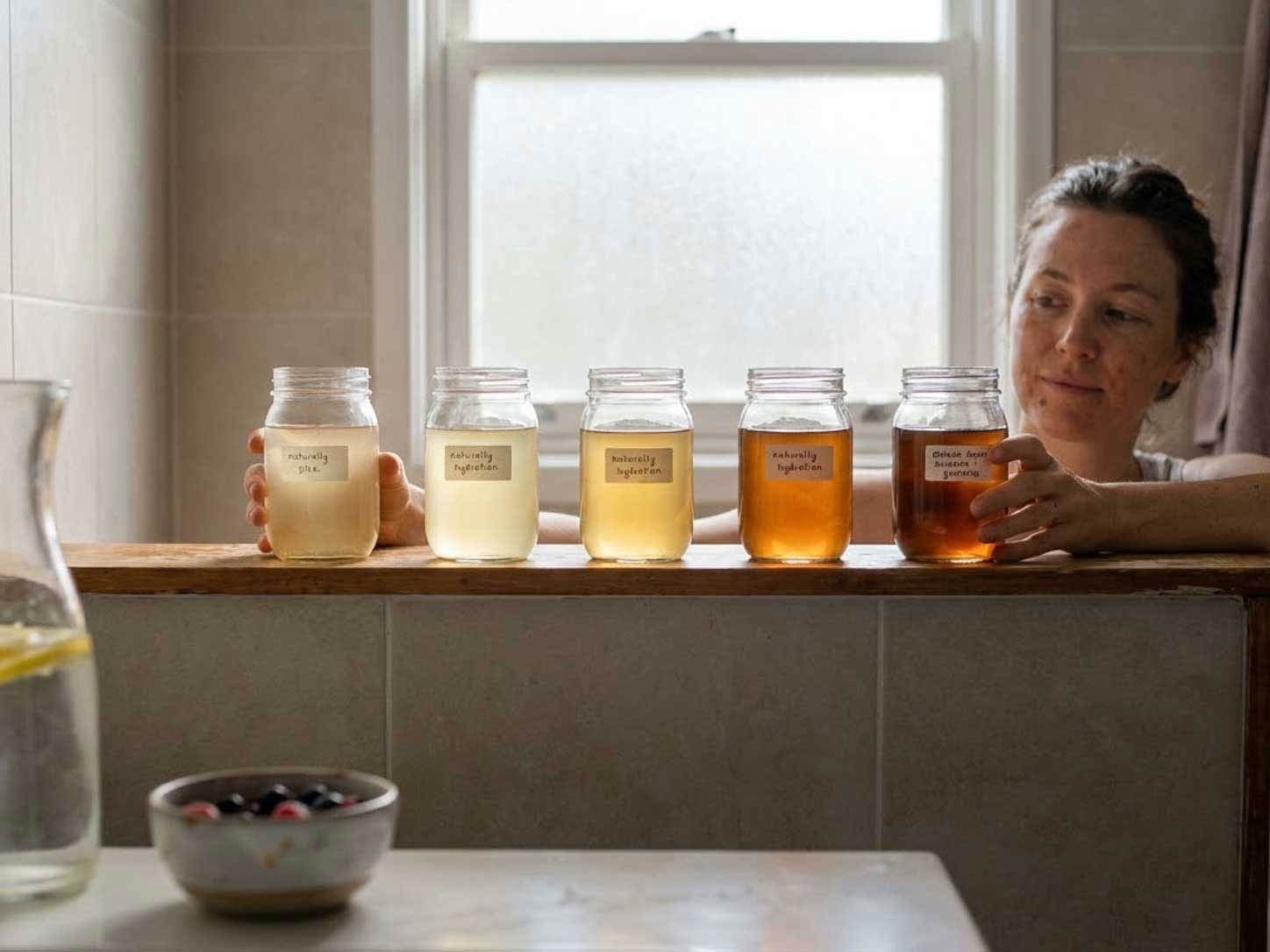 A visual reference for urine color as a hydration gauge