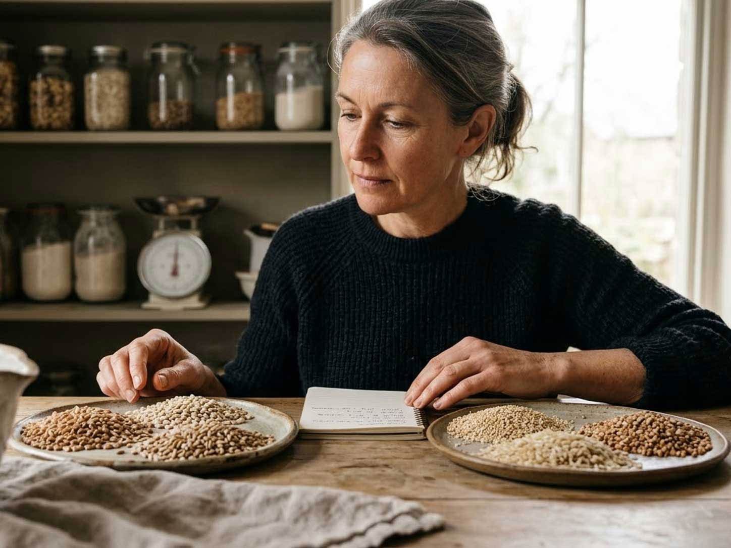 Wheat, barley, and rye beside gluten-free alternatives