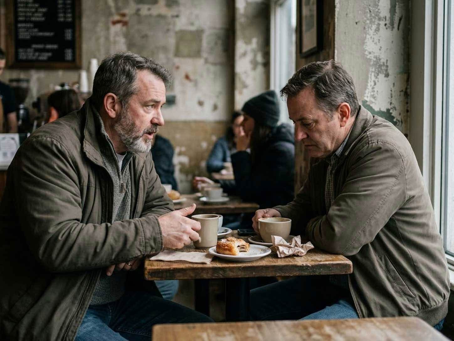 Two men in honest conversation
