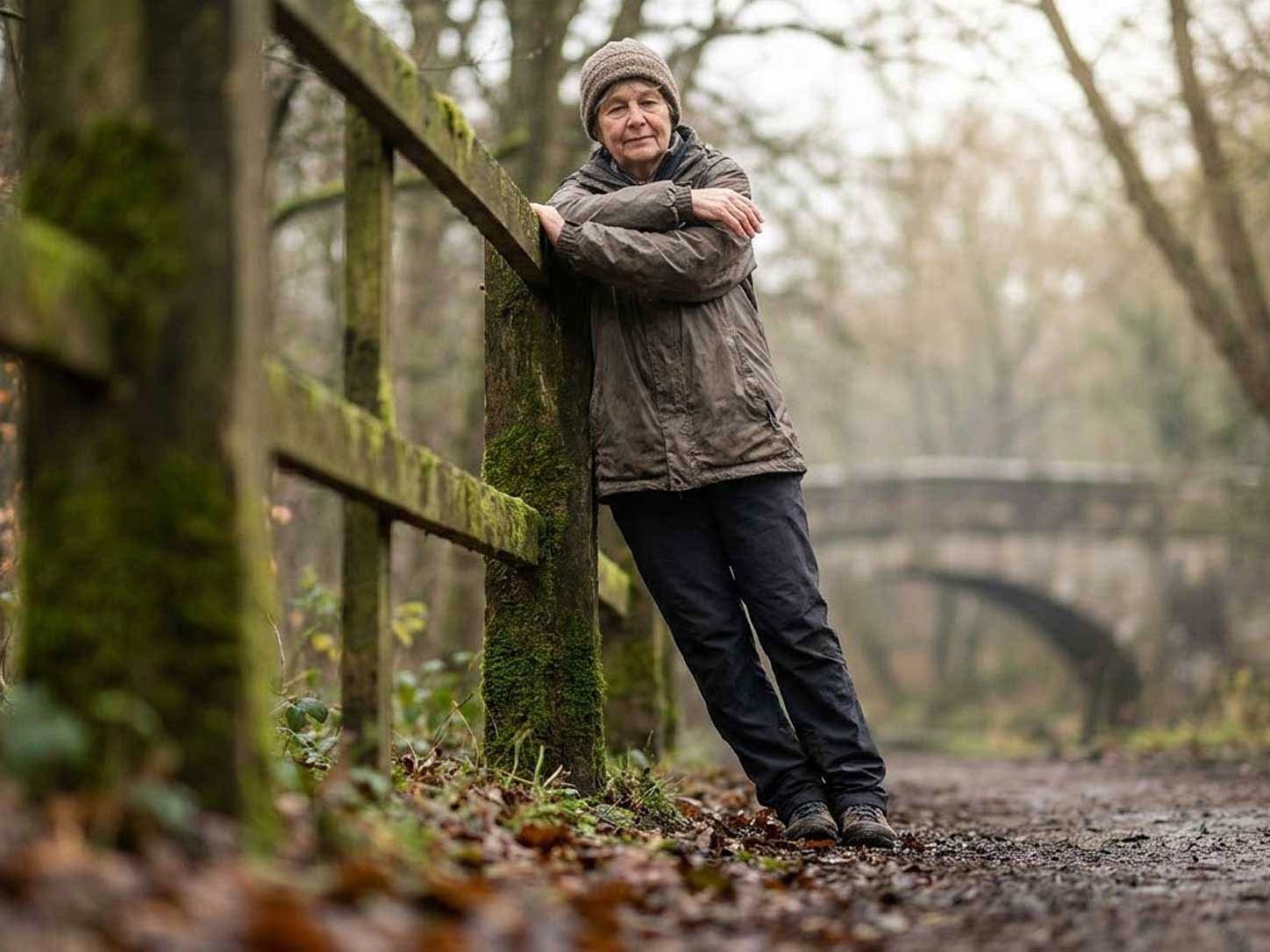An easy walk outdoors in soft light