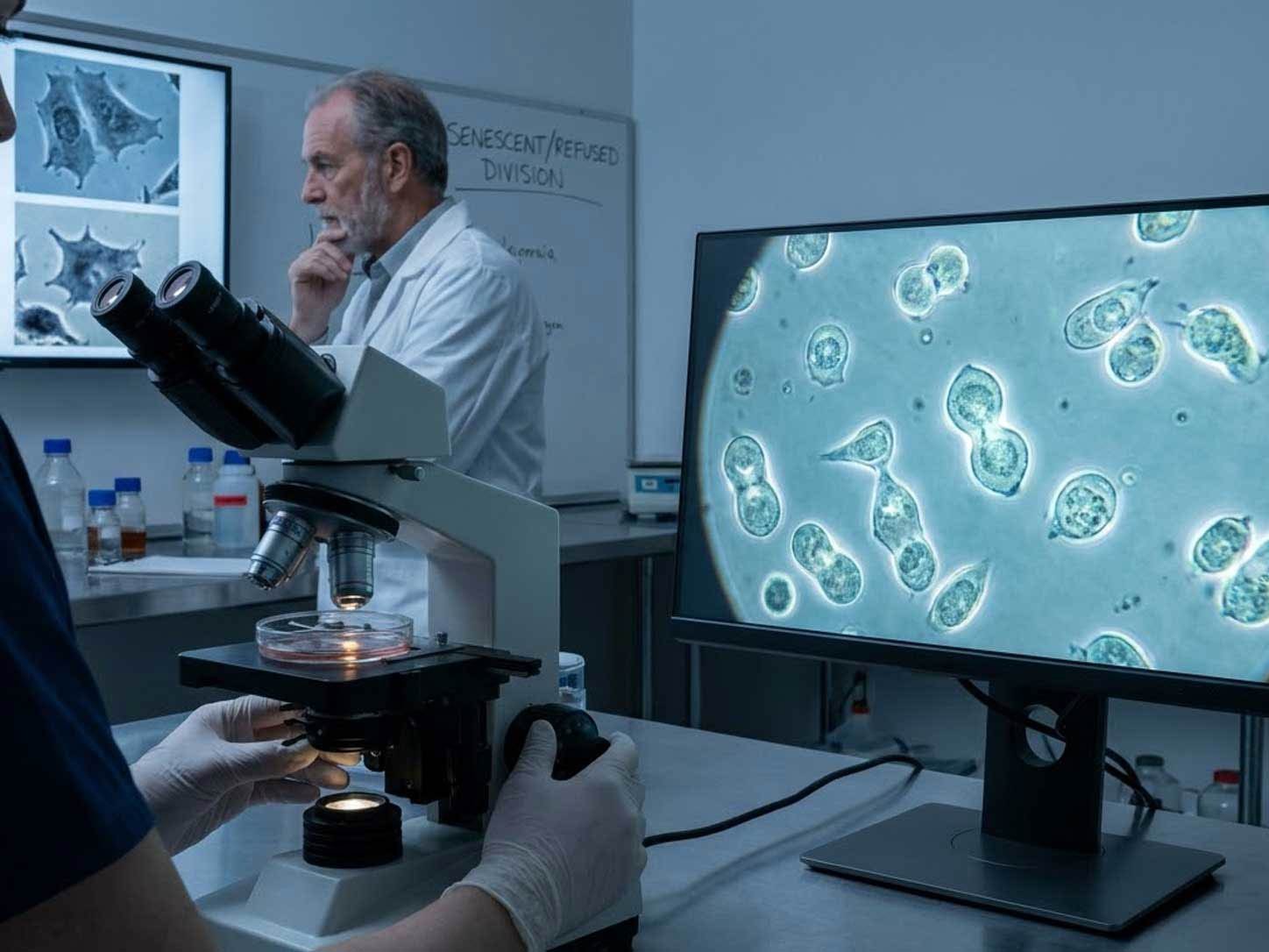 Healthy dividing cells in a bright laboratory culture