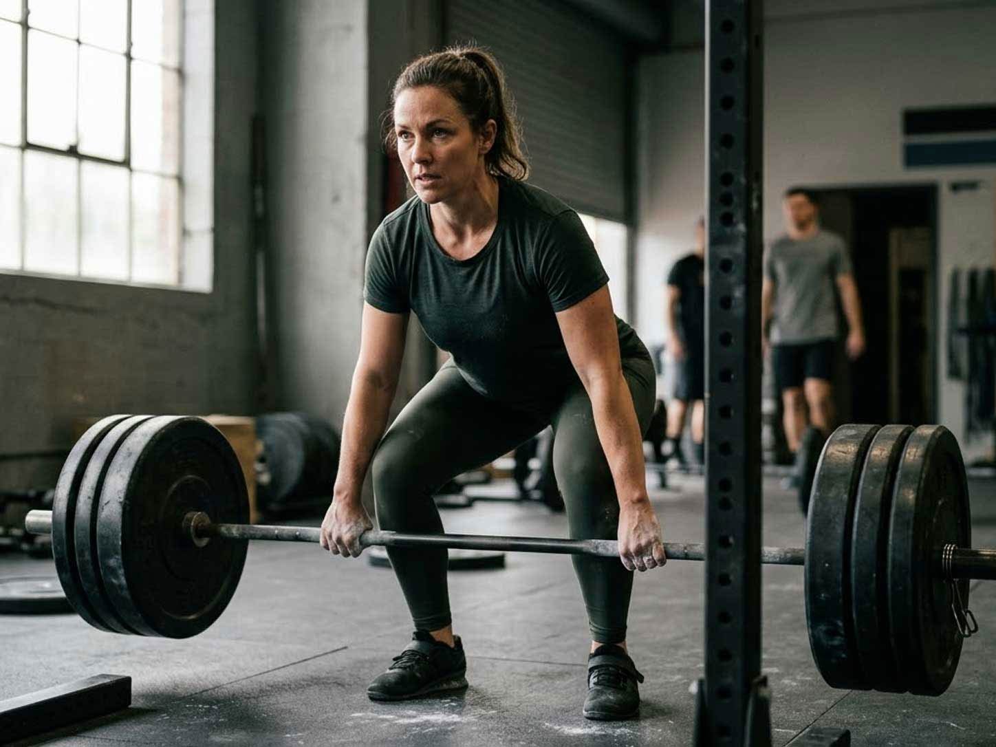 A woman strength training with genuine load